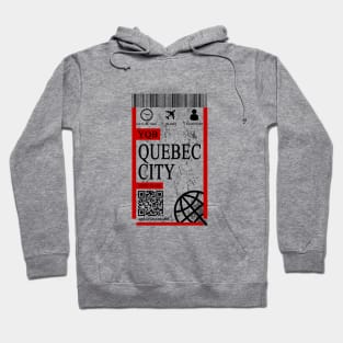 Quebec city flight ticket boarding pass abstract Hoodie